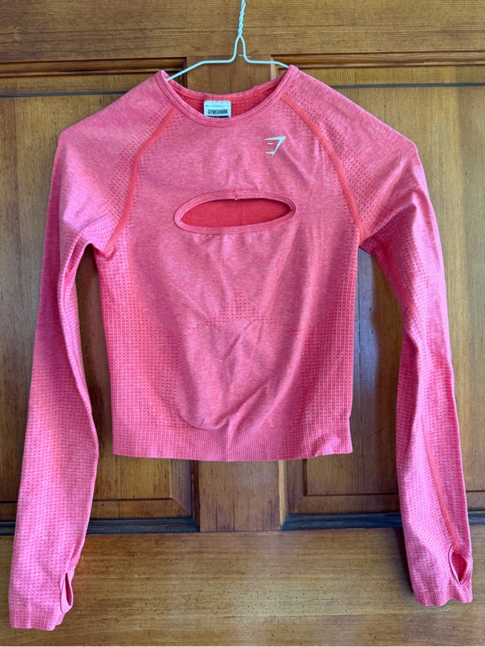 Gymshark Coral Pink Seamless Long-Sleeve Crop with Front Cutout